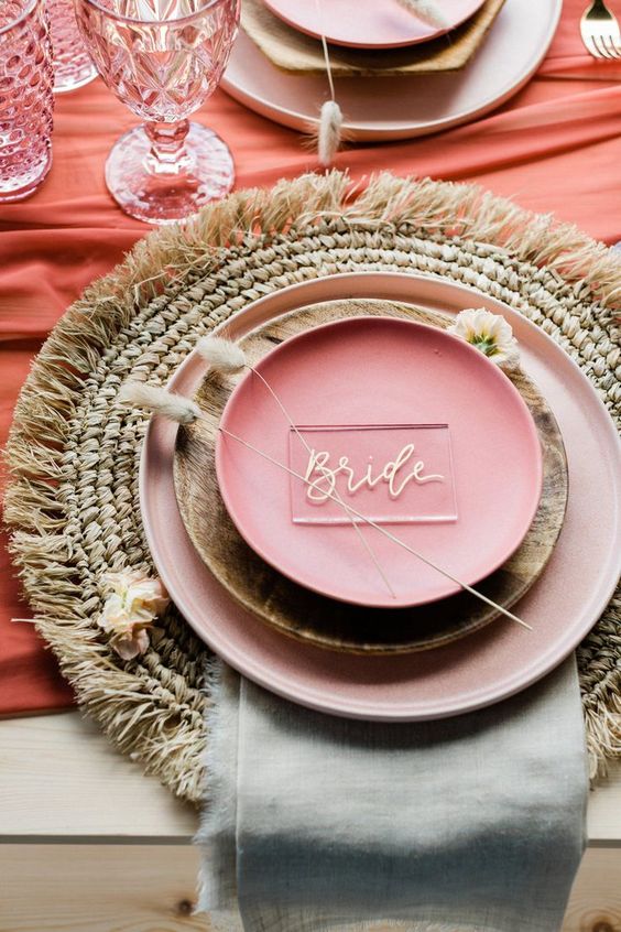 a table place setting for a bride 