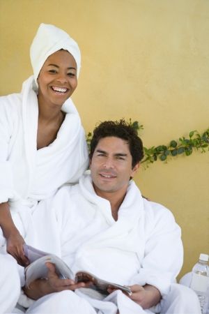 interracial couple at spa